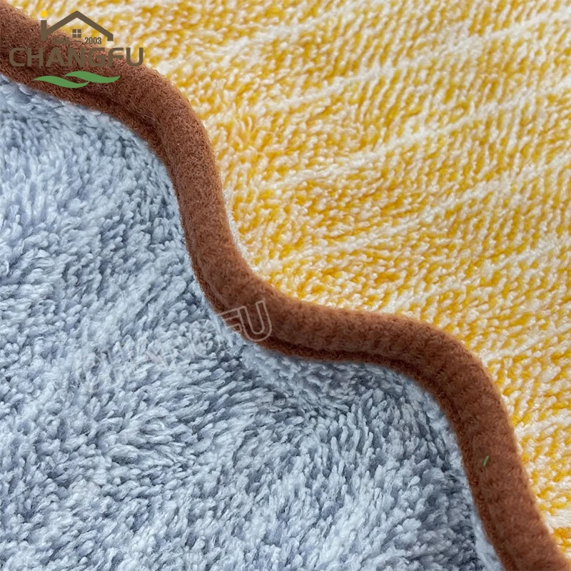 Changfu Reusable Microfiber  Charcoal Stripe Dish cleaning Cloth for Washing and coral fleece towels in Kitchen