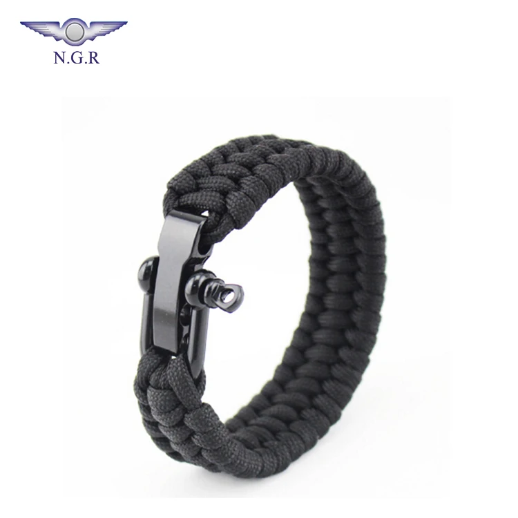 Hot selling U shape metal buckle emergency adjustable survival bracelet for outdoor camping and hiking