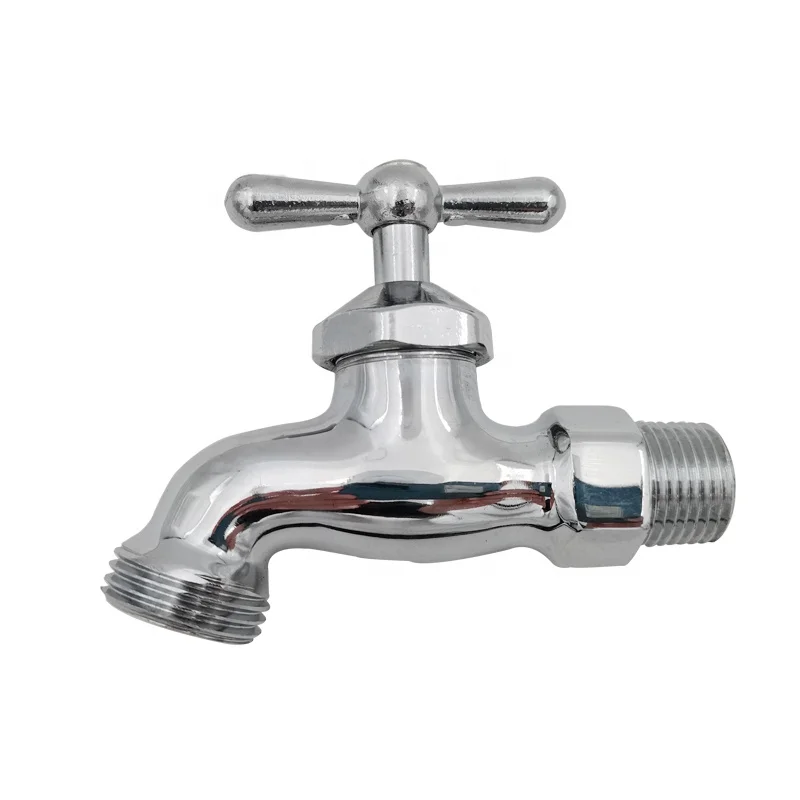 brass slow open bibcock NPT thread polished water tap heavy duty garden hose connection faucet 1/2