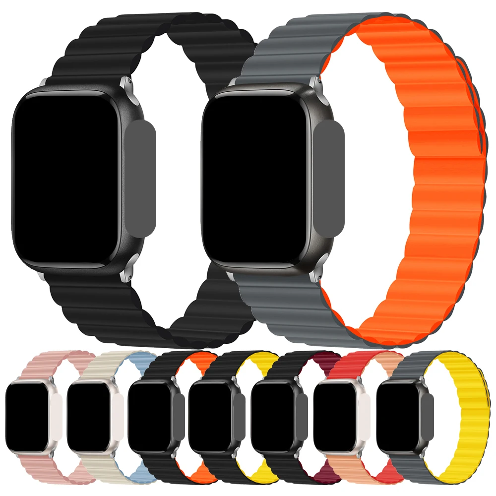 Eraysun Silicone Magnetic Watch Strap 42/44/45/49mm Breathable Luxury Bracelet Ultra 2 i Watch 6/7/8/9/10 For Apple Watch Band