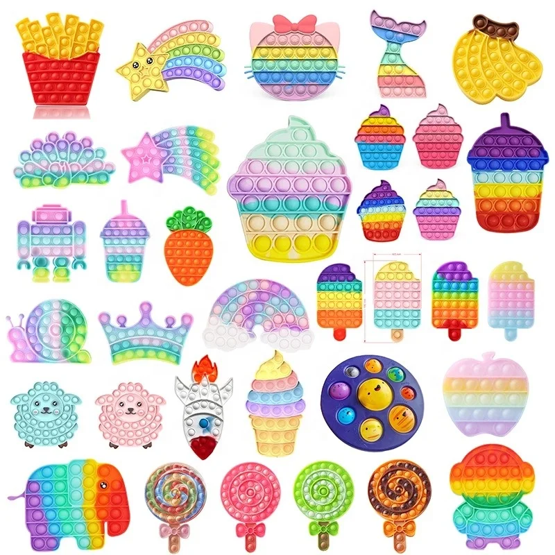 
 Новинка, набор пузырьковых игрушек для снятия стресса, силиконовые радужные игрушки с простым затемнением, антистрессовые игрушки-антистресс для детей  
