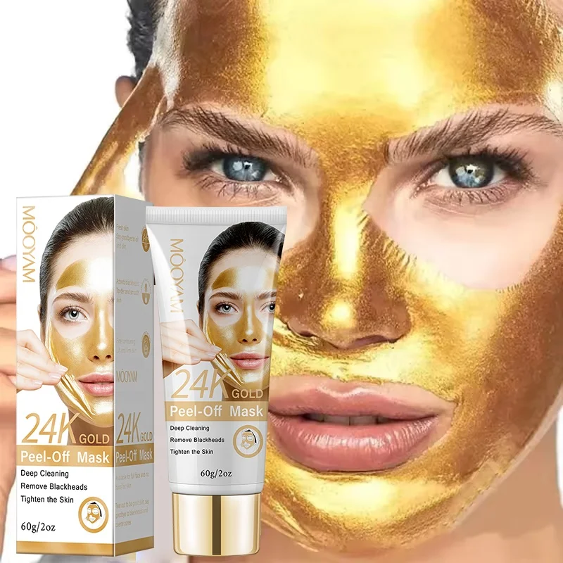 Wholesale Natural Anti Aging Whitening Organic 24k Gold Mask Collagen Peeling Peel off Clay Skin Care Gold Facial Mask