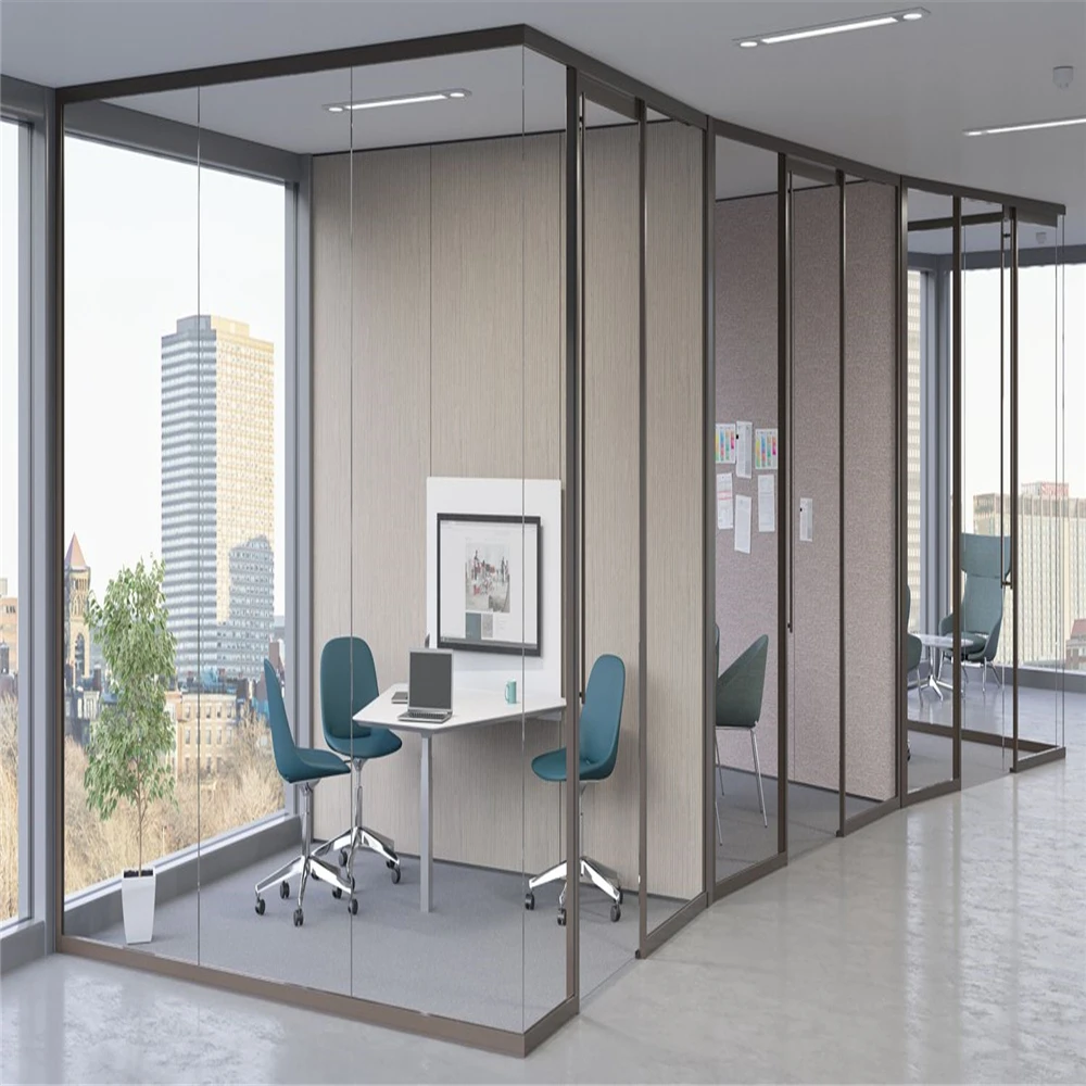108 type Demountable Soundproof Used Frost Office Glass Partition With Aluminum Blinds Egood