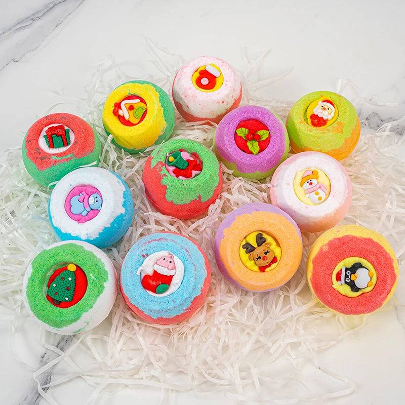 Customized Bath Bomb Mold Foot Soak Bubble All Natural Handmade Organic Baby Care Christmas Bath Bomb Set With Toy Inside