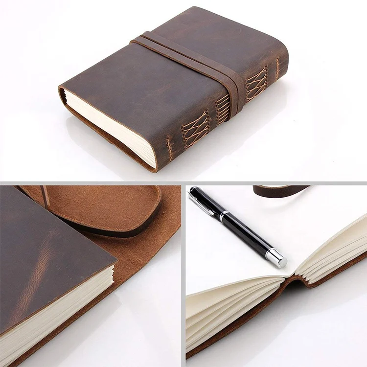 Custom Handmade Genuine Leather Travel Journal Vintage Leather Bound Writing Notebook