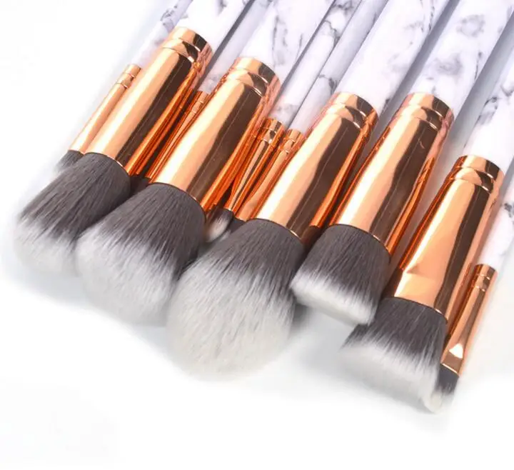 
High Quality 10Pcs Marble Makeup Brush,Cosmetic Makeup Brush Set,Custom logo Private Label Powder Brushes Makeup Brush Tool 