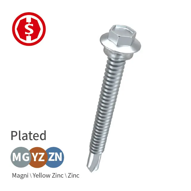 Hot sale  high strength  zinc flange hexagon Hex Washer Flange head self-drilling drilling screw