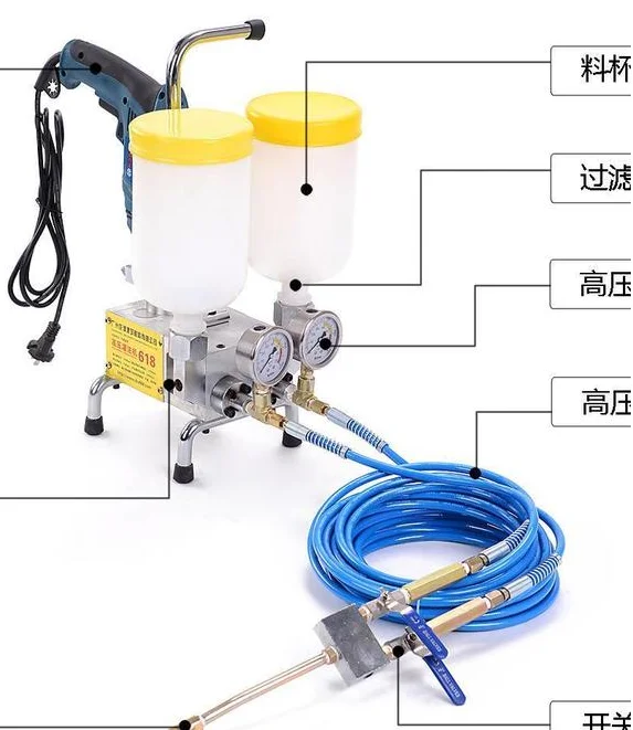 Injection Pump Two Component Drill Operated Polyurethane Epoxy Resin 12 New Product Grout Pump Provided 220v Low Price 5m 12.5kg