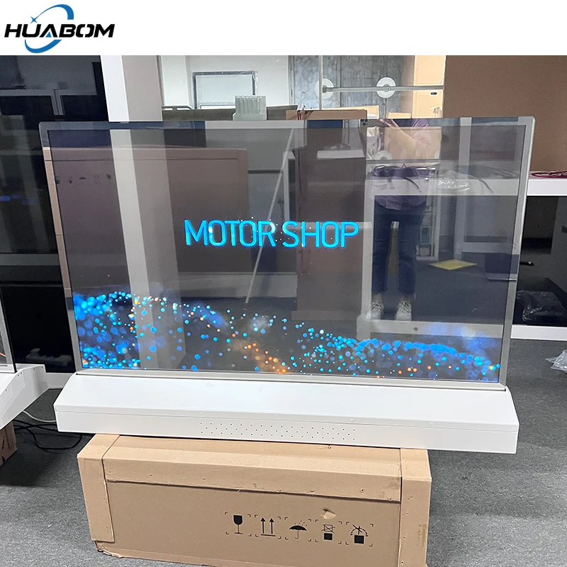 Заводской напольный прозрачный стеклянный светодиодный экран digital signage специальный дизайн экрана
