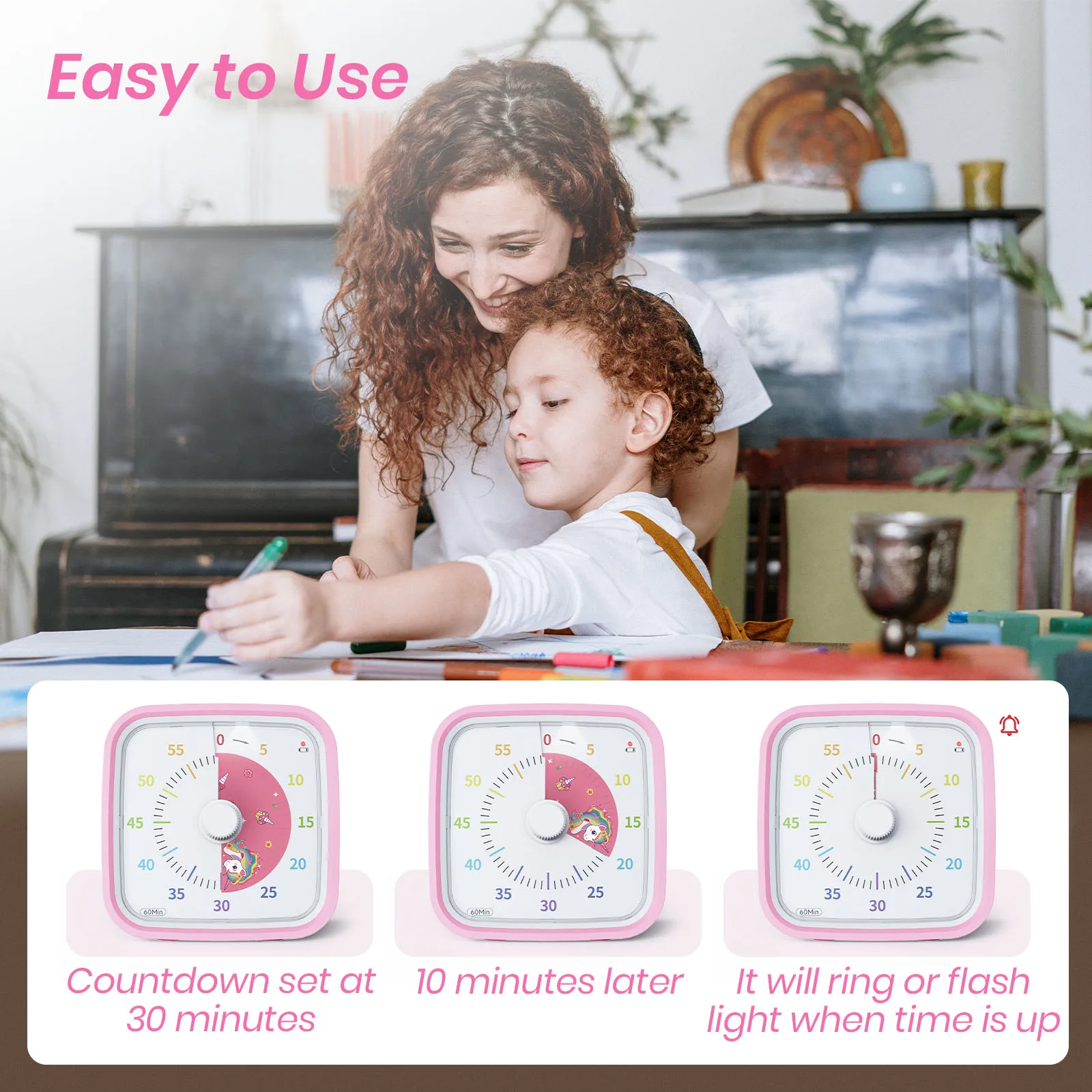Newest Productivity timer Time management Easy Operation Kitchen Switch Countdown Timer OEM 60 Minute Visual Timers For Kids