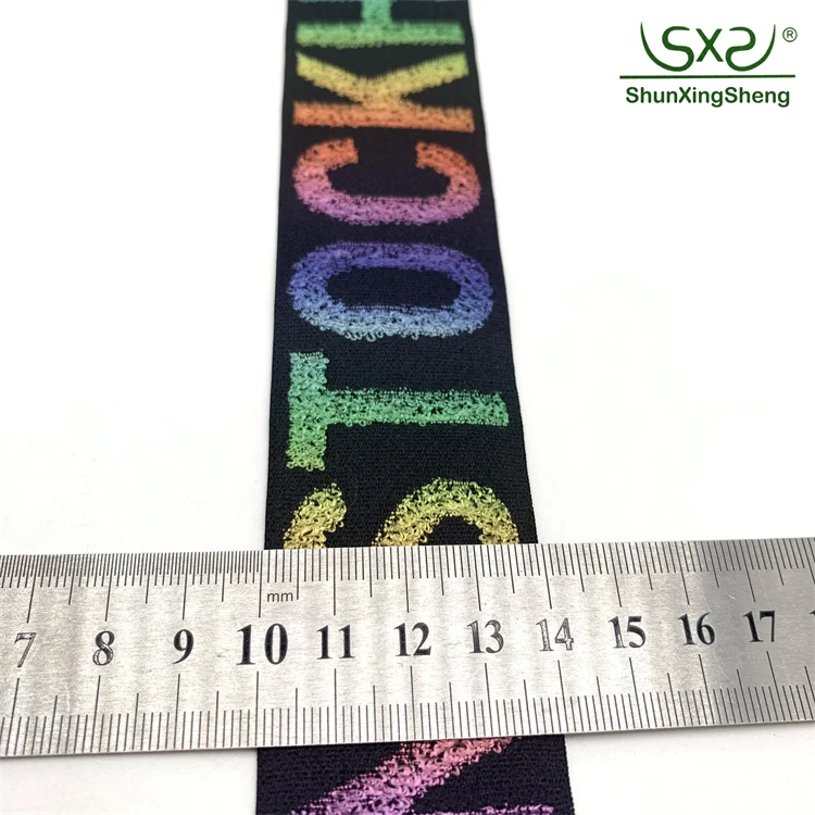 Colorful gradient English letter woven belt high-quality custom nylon printed elastic belt underwear belt