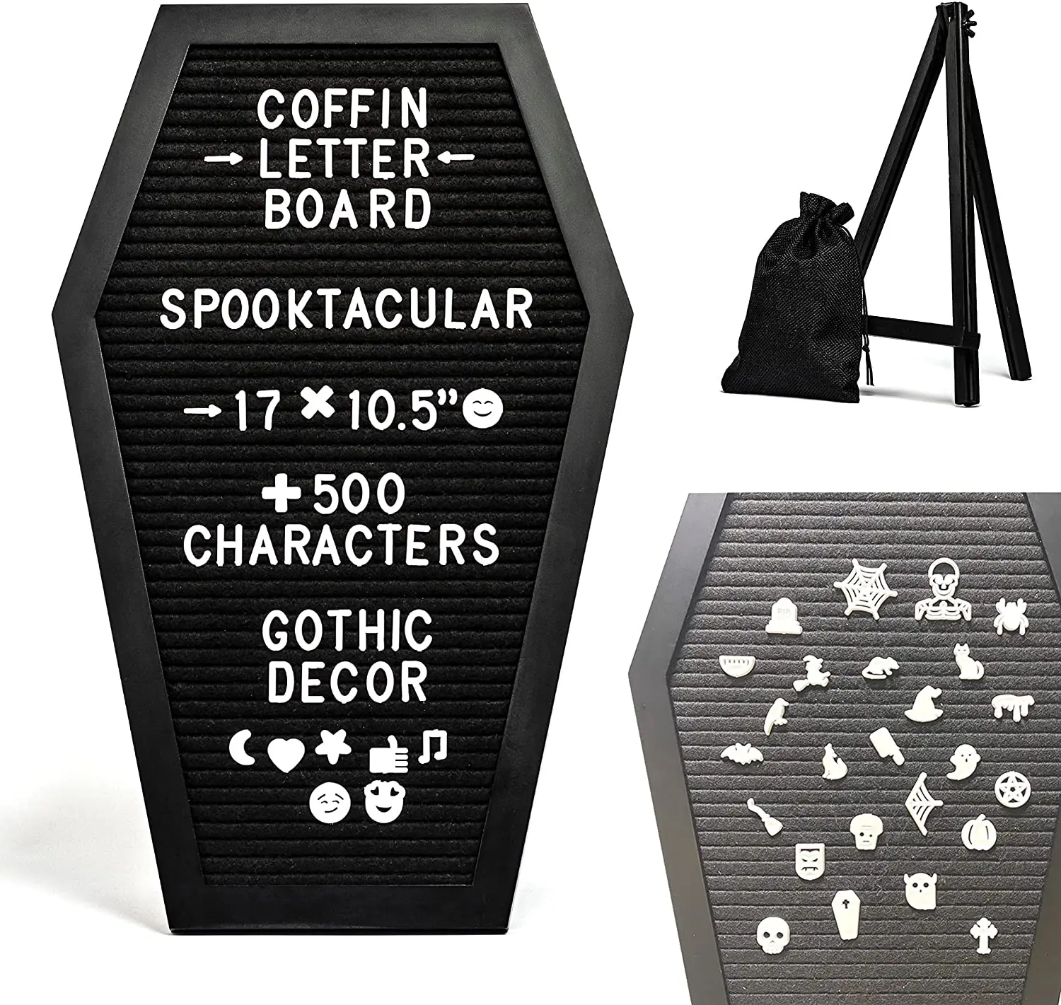 Hotsell Black Felt Coffin Letter Board Halloween Letter Board With White Icons