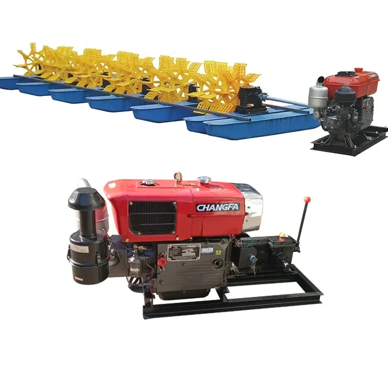 Aquaculture Fish Farm Pond Oxygenation Aeration ss304 frame changfa changchai diesel engine water aerators paddle wheel aerator