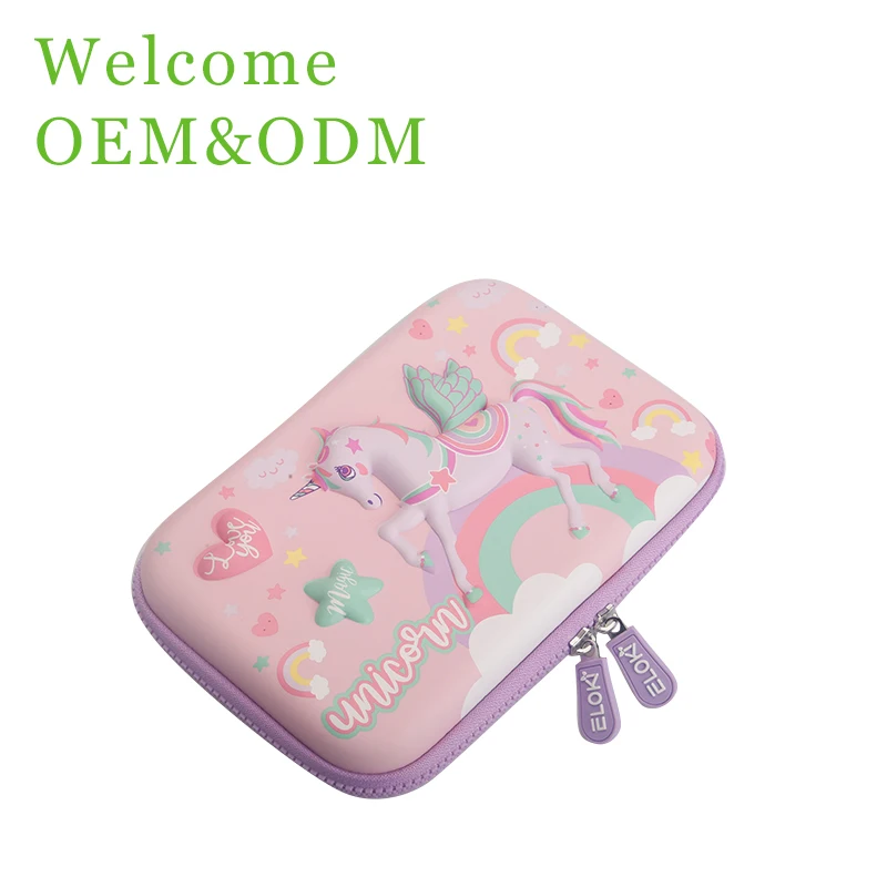 Милый Единорог 3D узор двойная молния EVA Smiggle пенал для девочек пользовательский