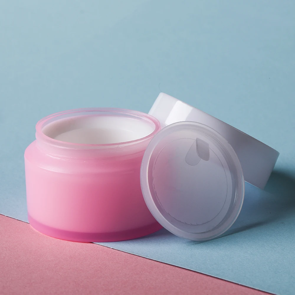 Acrylic frosted pink cream jar 10g 15g cosmetic jars PP plastic packaging container
