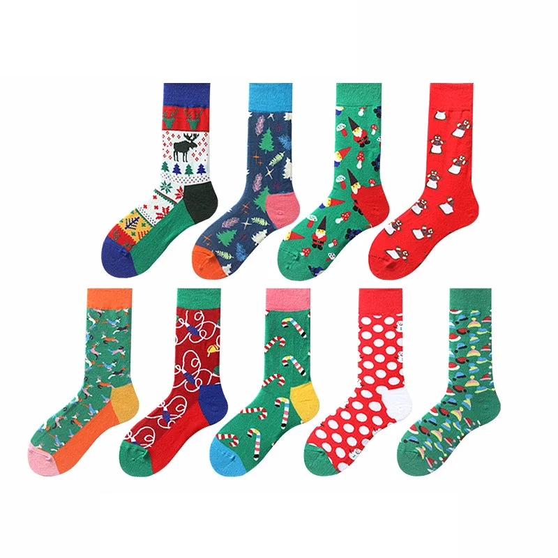 Socksmate Customizable bulk wholesale Christmas socks unisex skateboard cotton snow iconic men mid winter colourful socks woman