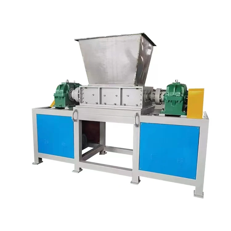 Stainless steel funnel, large double shaft shredder, wood tearing, plastic recycyling