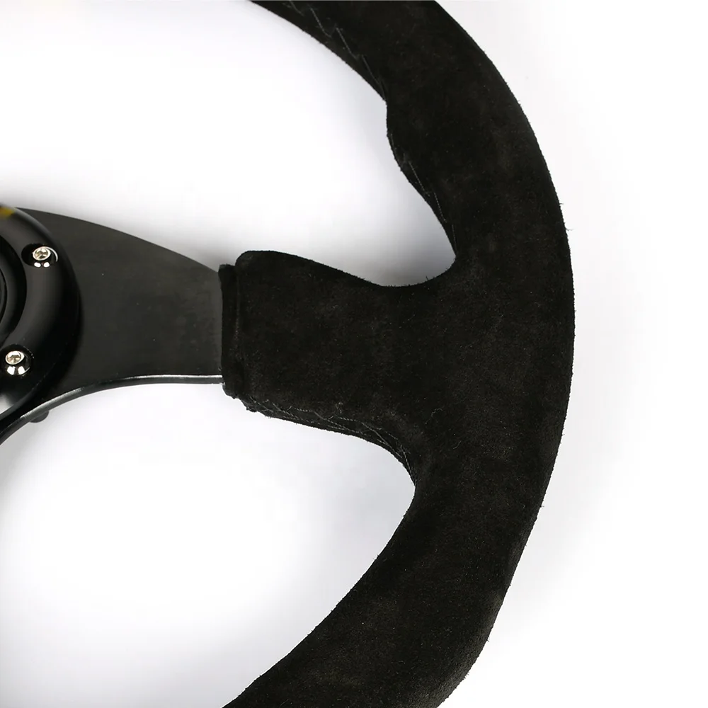 350mm aluminum bracket suede leather steering wheel