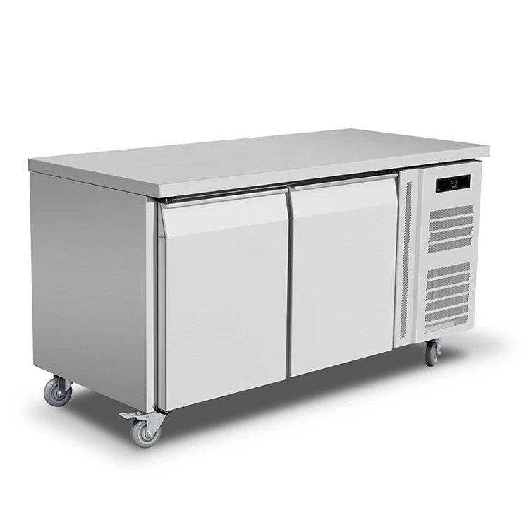 2 Doors Stainless Steel Commercial Undercounter Fridge Workbench Chiller Undercounter Refrigerator