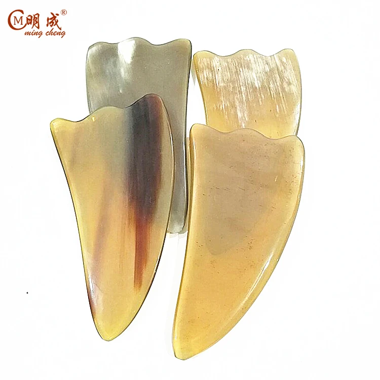 Quality white horn double groove triangle scraping tablet facial back scraping plate health and beauty guasha massage tool set