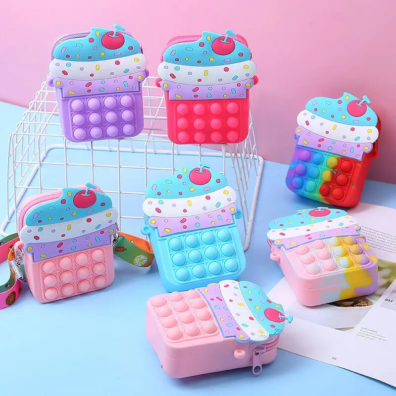 Pop bag kid for girls new pop school bag bubble ice cream cupcake candy pop purse pouch backpack cross body sling popper bag toy