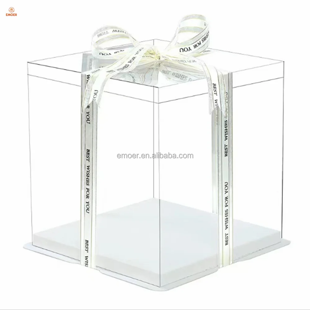 10 inch transparent PET cake box with thick board