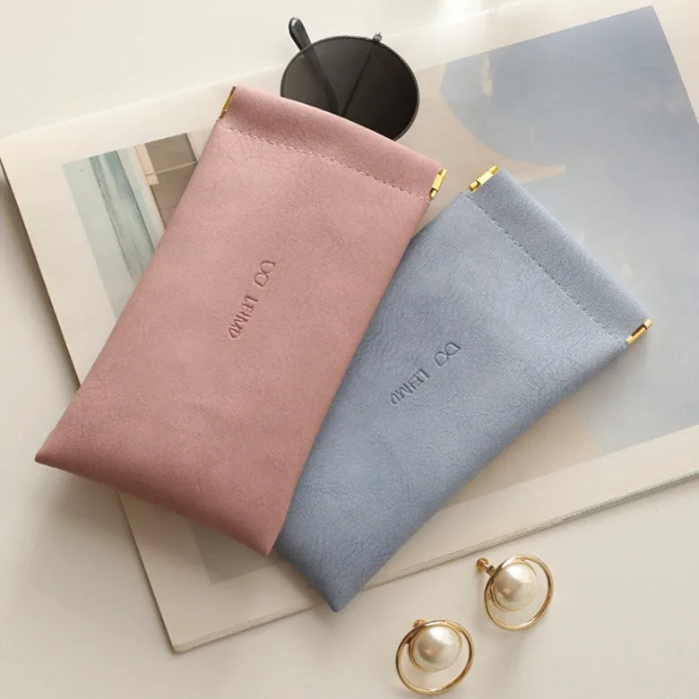 Glasses Cases Women And Men Fashion Sunglasses Soft Pouch Portable Glasses Storage Bag High Quality Simple Handmade Pu Leather