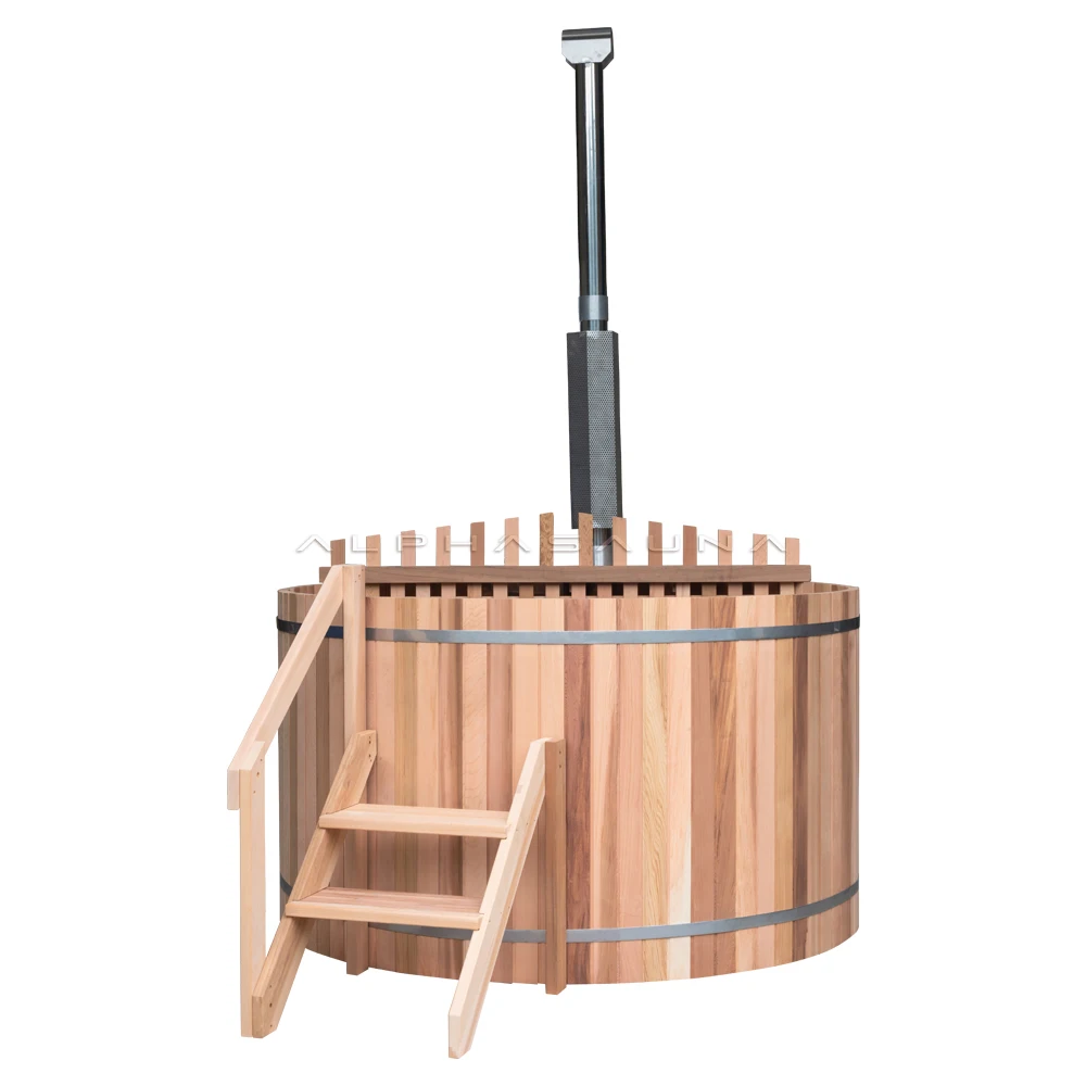 Wooden Luxury Bath Tub SPA 2 Cedar Wood Hot Tub With Wood Burning Stove