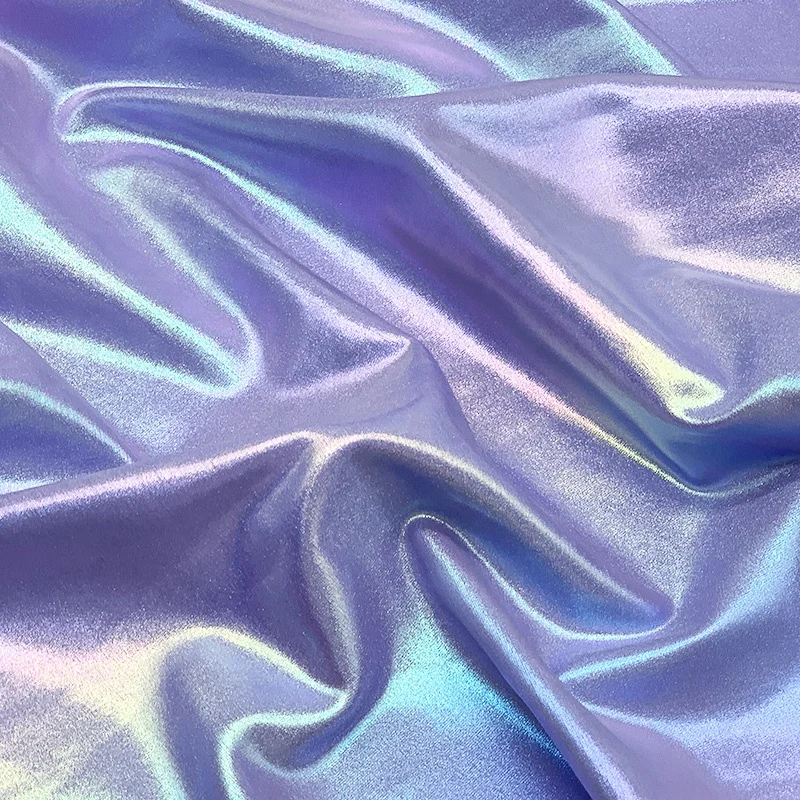 New Arrivals iridescent hologram foil 4 way stretch knitted elastane nylon spandex fabric for bikini bra swimwear dancewear