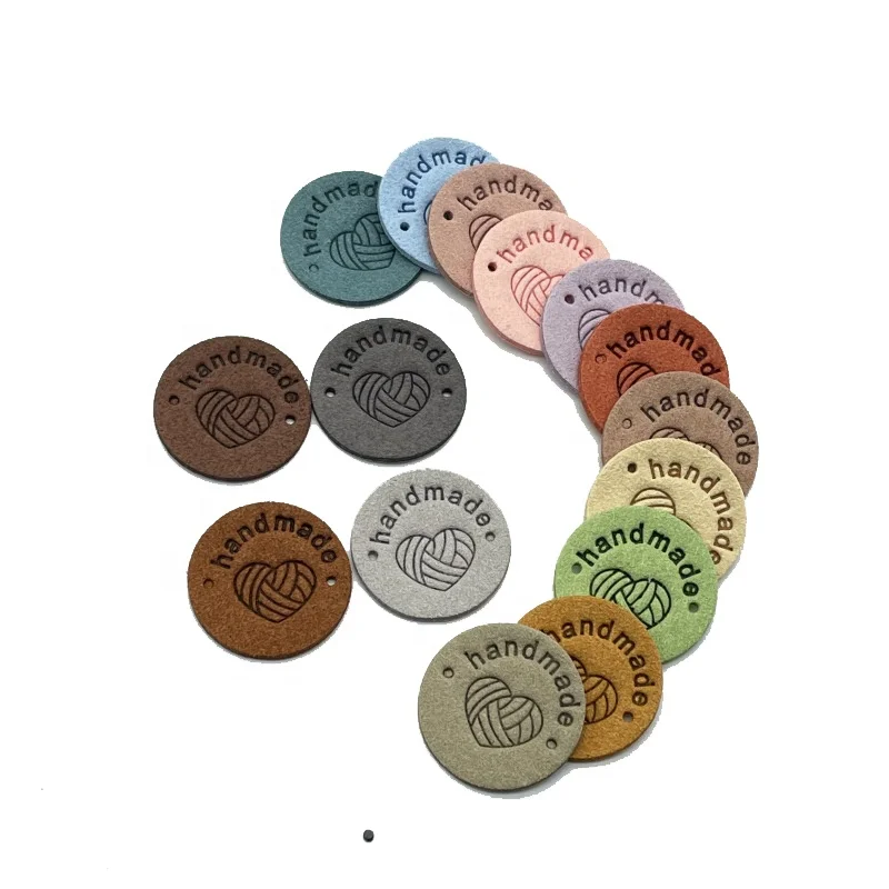 Handmade Tags for Clothes Clothing Tags Labels Colorful Labels Handmade Round Suede Leather Labels Hats Handmade Bags Tags