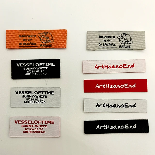 Customized woven sewing label end fold woven label embroidery machine for clothing high density