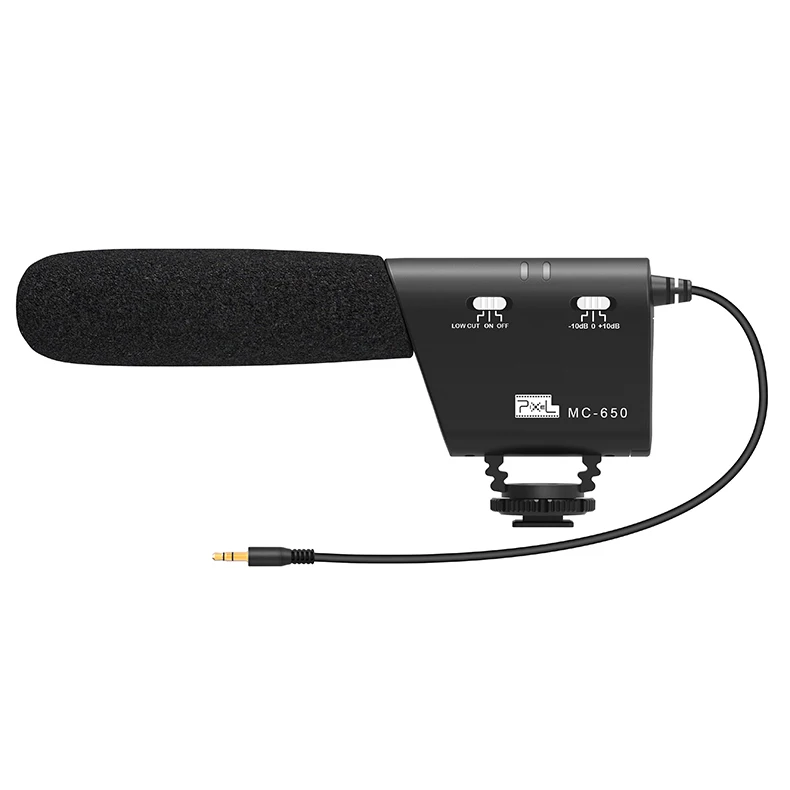Универсальный видеомикрофон Pixel MC650 Shotgun с амортизирующим креплением для смартфонов DSLR-камер видеокамер
