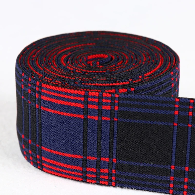Scottish Tartan Checked Pattern Jacquard Elastic Band Sustainable for Garments Bags Shoes Home Textiles
