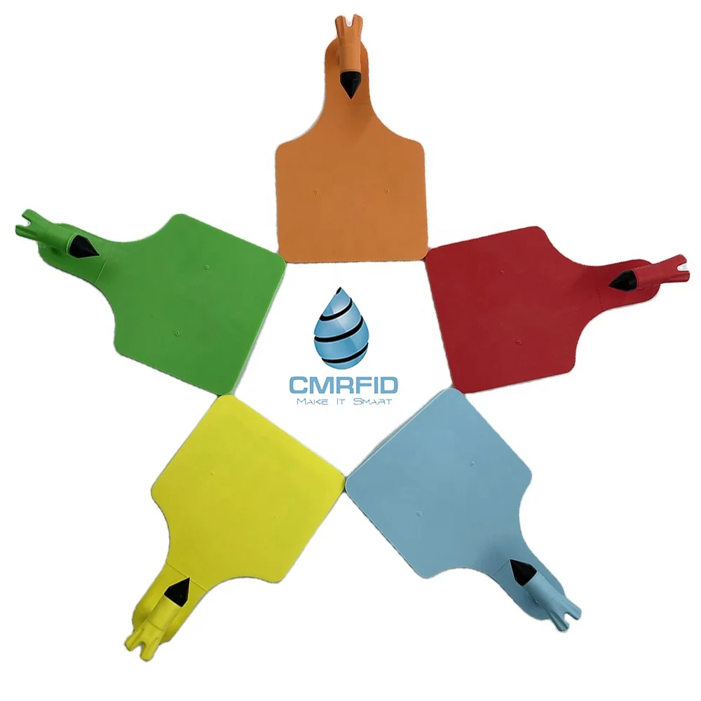 CMRFID customized blank z type one-piece FDX uhf rfid cattle cow sheep tags square electronic Animal Id ear tags for cattle