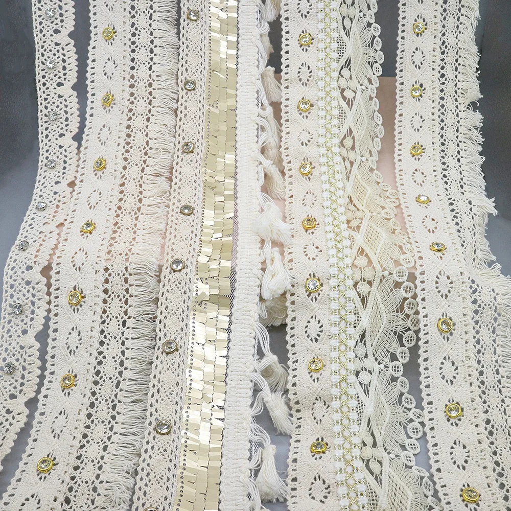 New wholesale white decoration organza flower tulle french guipure lace cord embroidery lace trim for bridal wedding