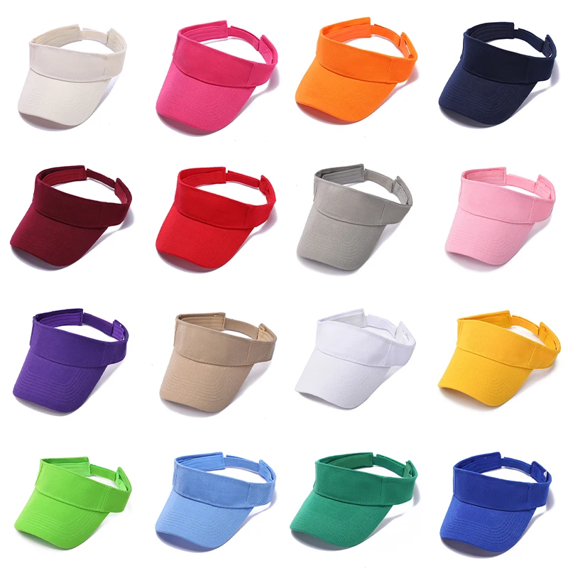 Summer Sun Protection Blank Plain Solid Color Visor Caps Wholesale Adjustable Custom Logo Cycling Sport Caps