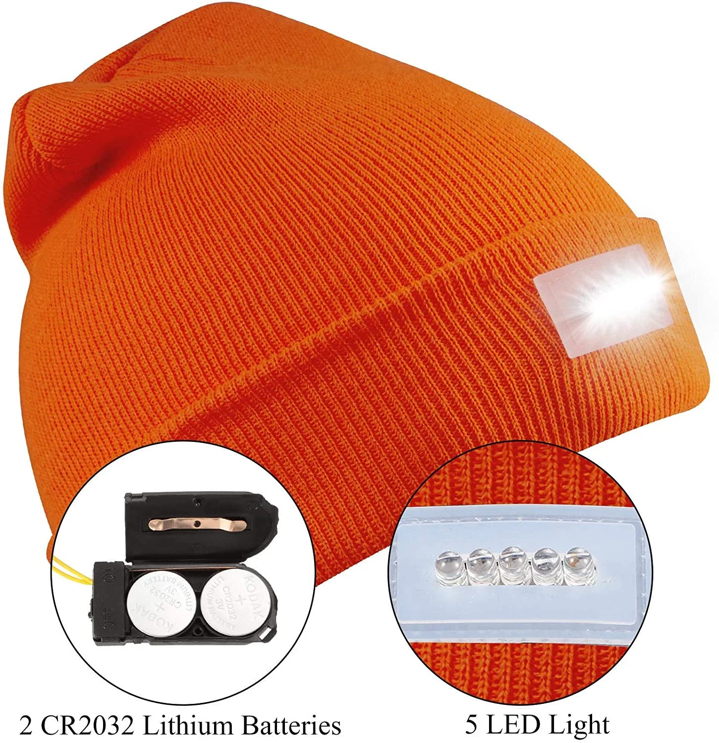 Wholesale custom acrylic women men ski embroidery logo LED light winter knitted hats beanie Cap for night work