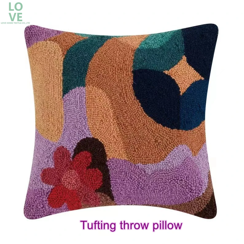 Factory Supplier 100% Handmade Punch Needle Cushions Low MOQ tufting throw pillow kit for Amazon Home Decor Friend Gift
