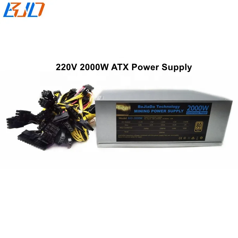  2000W импульсный источник питания 80 Plus Gold ATX PSU 220V для 8 GPU горная в наличии на