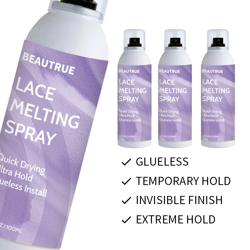 Factory Direct-sell Private Label Extreme Hold Fast Dry Aerosol Melting Spray Wig Lace Melting Glue Spray