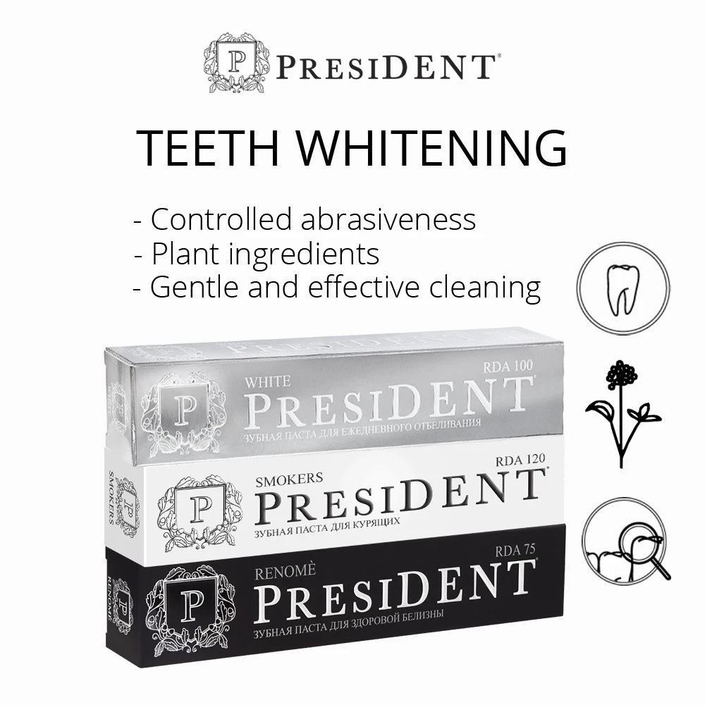 Toothpaste PRESIDENT Black (150 RDA) 50 ml fmcg distributor required