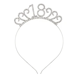 FG085 18st Girls Birthday Crown Party Supplies Rhinestone Tiara For Birthday Party Decor Crystal Birthday Headband