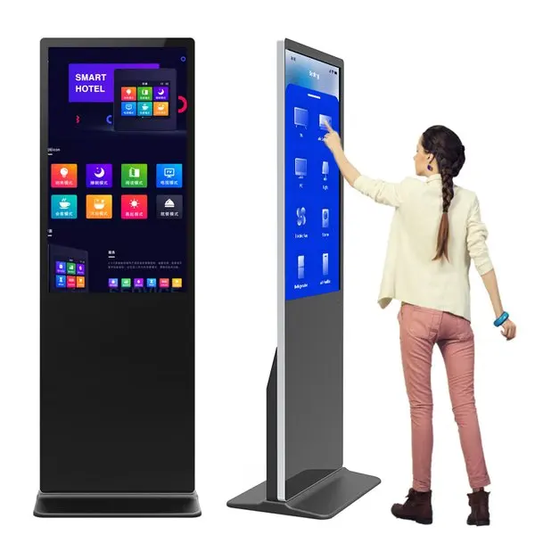 Indoor 2K 4K Interactive Kiosk LCD Signage Totem Floor Stand Touch Screen Digital Advertising Display Board for Shop