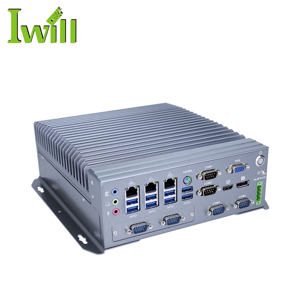 Iwill  Fanless vPro industrial computer ipc IBOX708C industrial pc i3 gen3 with 3LAN 6COM Dual 4G LTE Support RS422/RS485