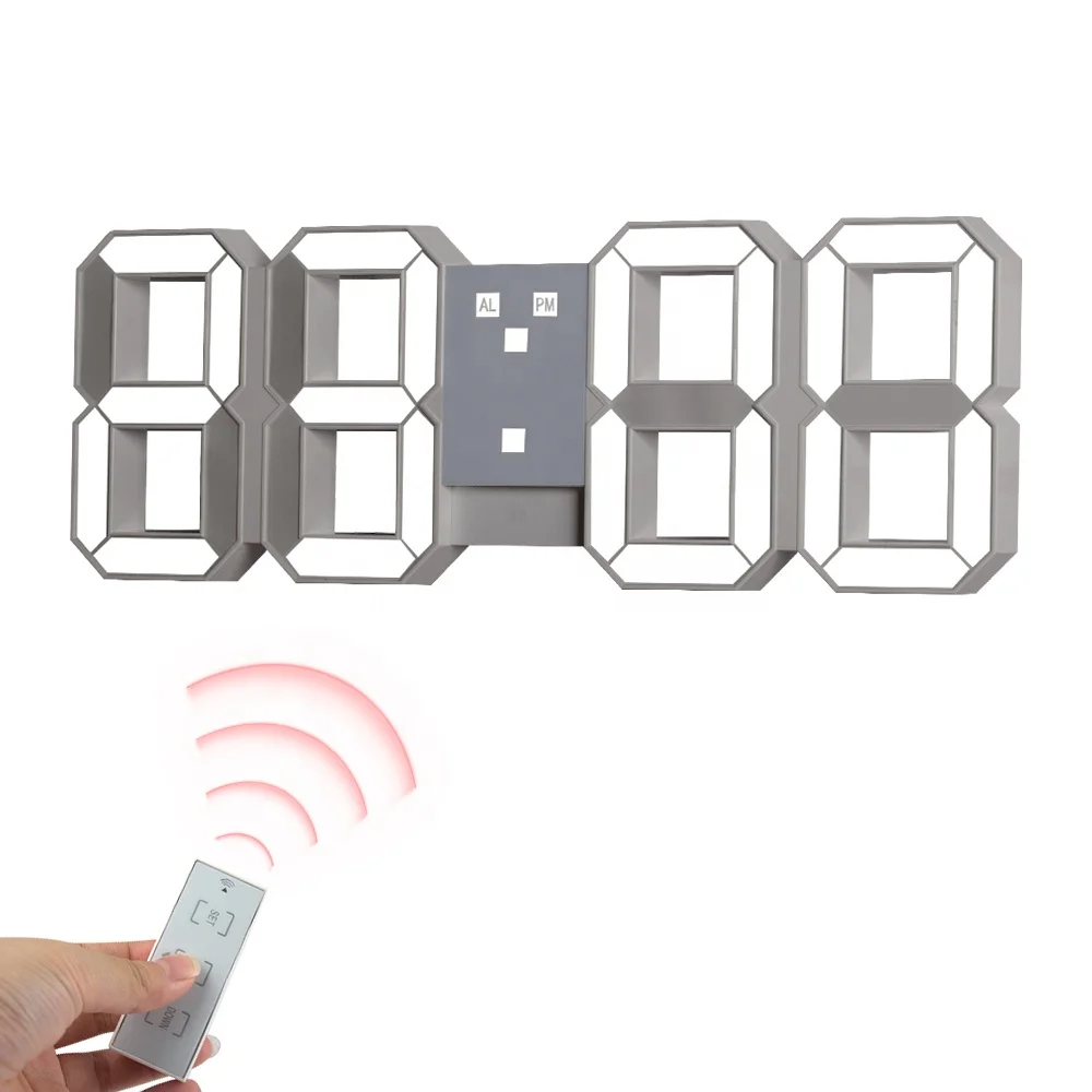 3D numbers desktop and wall mounted LED calendar alarm frame clock