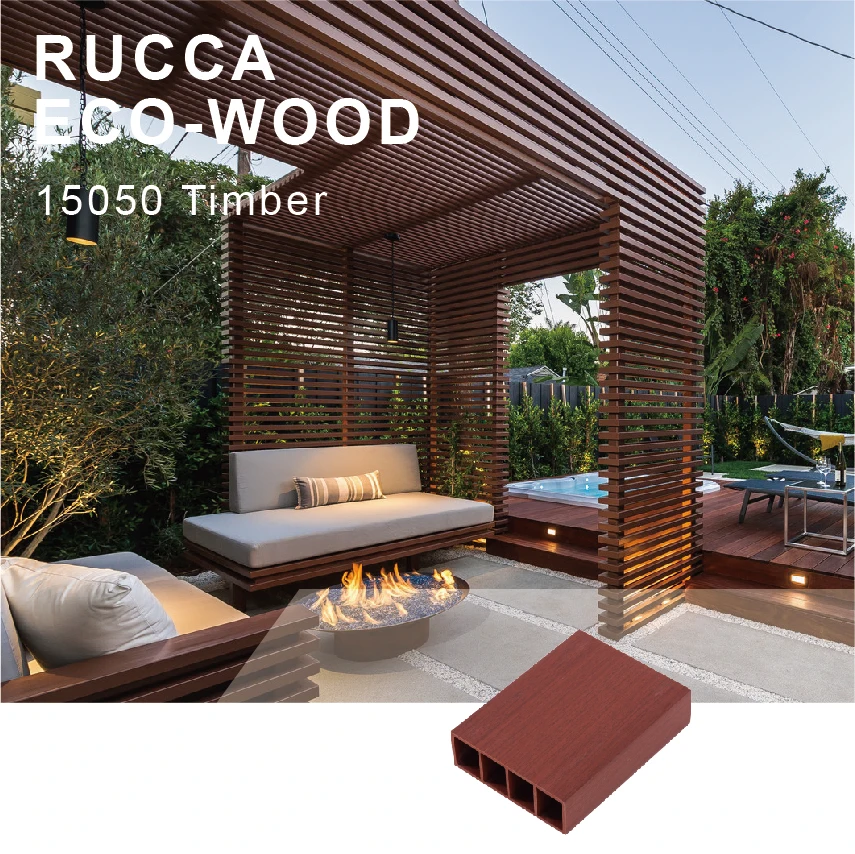 Деревянная и пластиковая композитная перегородка Foshan Ruccawood WPC/PVC, декоративная трубка, дизайн экранирования 150*50 мм