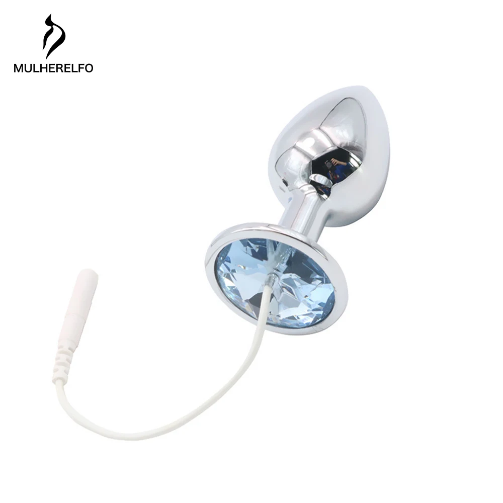 MULHERELFO Electric shock anal plug chastity lock set Electric Shock medical Sex Toy Bell Sound