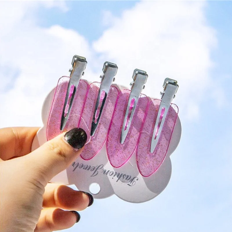 No Crease Hair Clip Hair Styling Bang Clip Makeup Salon Accessories 5 Color Transparent Glitter No Bend Seamless Hairpins