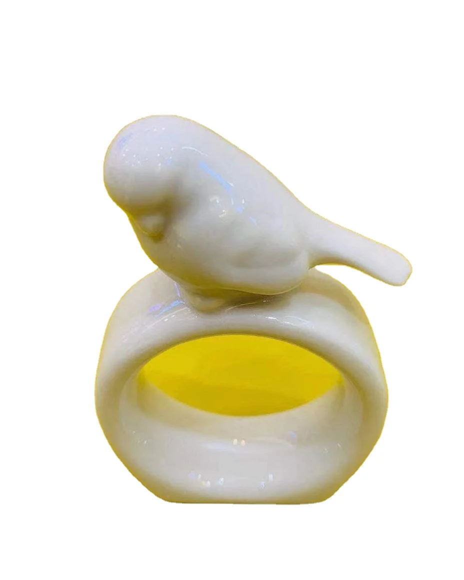 Bird Porcelain ceramic Napkin Rings Easter Bunny Napkin Ring Holder for Dinning Room Table Decor White Bunny Napkin Holder