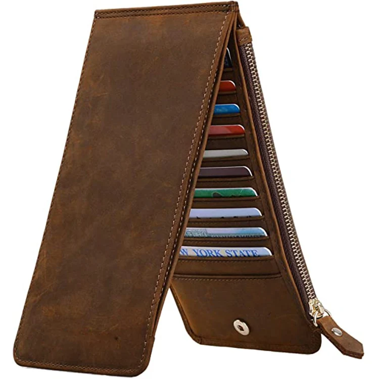 Customized Premium Leather Wallet Purse Credit Card Holder Organizer RFID Blocking Zipper Clutch Slim Wallet for Men Women